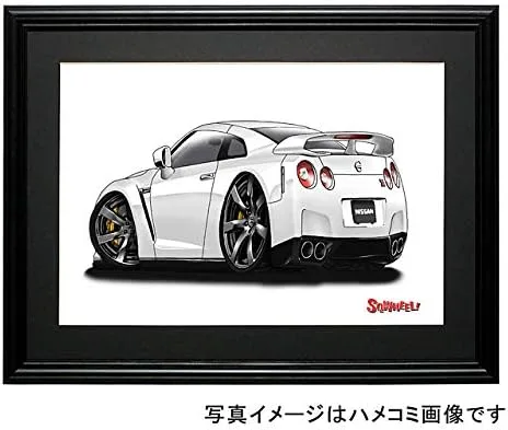 【SQWHEEL】日産GT-R（白・後ろ）のイラスト S0046W