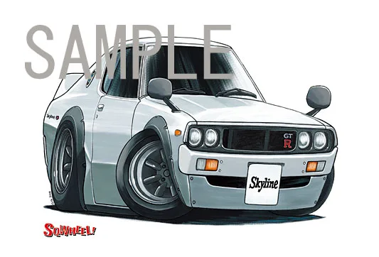 【SQWHEEL】ケンメリ・スカイライン（2Dr・銀）イラスト S0002S - 画像 (2)