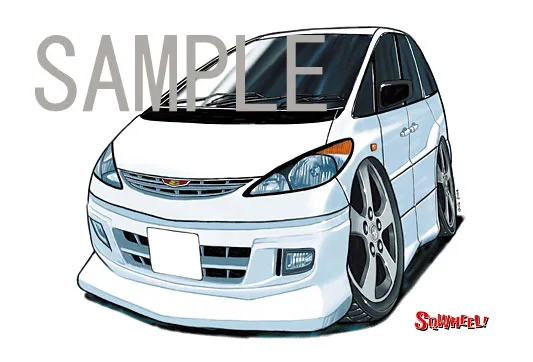 【SQWHEEL】エスティマ（2代目・白）のイラスト S0005B - 画像 (2)