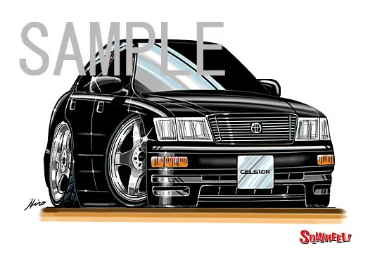 【SQWHEEL】セルシオ（２０前期・黒）のイラスト S0016B - 画像 (2)