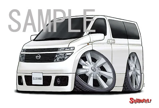 【SQWHEEL】エルグランド（E51前期・白）のイラスト S0020W - 画像 (2)