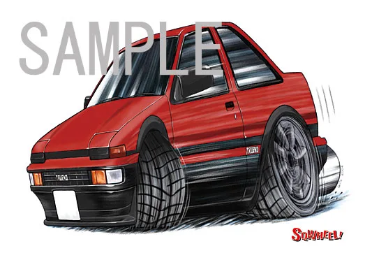 【SQWHEEL】８６トレノ（2Dr・赤/黒）のイラスト S0004R - 画像 (2)