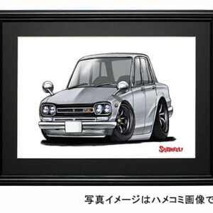 【SQWHEEL】ハコスカ GT-R（4Dr・銀）のイラスト S0030S