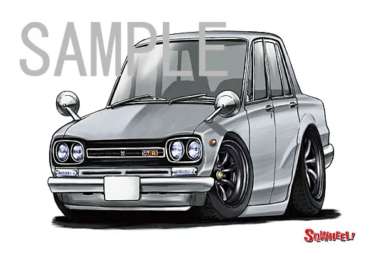 【SQWHEEL】ハコスカ GT-R（4Dr・銀）のイラスト S0030S - 画像 (2)