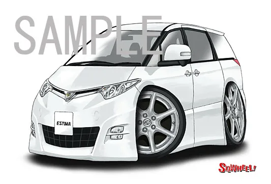 【SQWHEEL】エスティマ（3代目・白）のイラスト S0037W - 画像 (2)