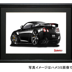 【SQWHEEL】日産GT-R（黒・後ろ）のイラスト S0046B