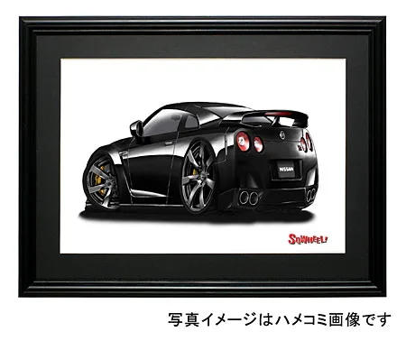 【SQWHEEL】日産GT-R（黒・後ろ）のイラスト S0046B
