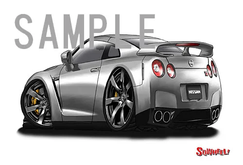 【SQWHEEL】日産GT-R（銀・後ろ）のイラスト S0046S - 画像 (3)