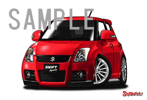 【SQWHEEL】スイフト・スポーツ（2代目・赤）のイラスト S0074R - 画像 (2)