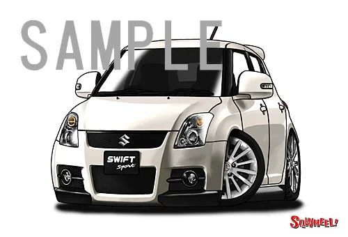 【SQWHEEL】スイフト・スポーツ（2代目・白）のイラスト Y0074W - 画像 (2)