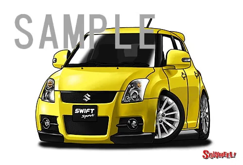【SQWHEEL】スイフト・スポーツ（2代目・黄）のイラスト S0074Y - 画像 (2)