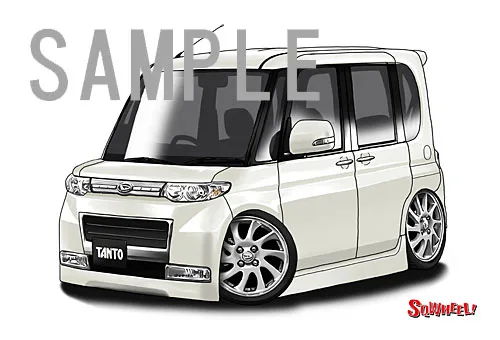 【SQWHEEL】タント・カスタム（２代目・白）のイラスト S0052W - 画像 (2)