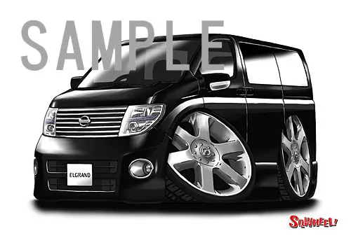 【SQWHEEL】エルグランド（E51後期・黒）のイラスト S0055B - 画像 (2)