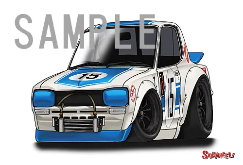 【SQWHEEL】ハコスカGT-R（青・No.15）のイラスト S0062B - 画像 (2)