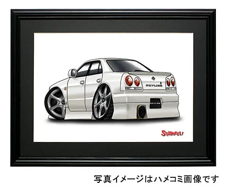 【SQWHEEL】R34スカイライン（4Dr・白）のイラスト S0065W