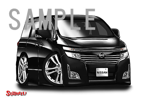【SQWHEEL】エルグランド(E52・黒)のイラスト S0071B - 画像 (2)