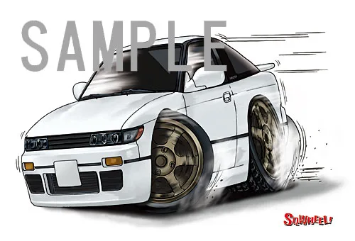 【SQWHEEL】Ｓ１３シルエイティ（白）のイラスト S0072W - 画像 (2)