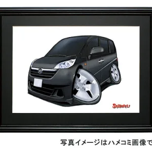 【SQWHEEL】ステップワゴン（３代目RG・黒）のイラスト S0014B