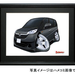 【SQWHEEL】ステップワゴン(3代目RG・黒)のイラスト S0014B