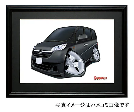 【SQWHEEL】ステップワゴン（３代目RG・黒）のイラスト S0014B