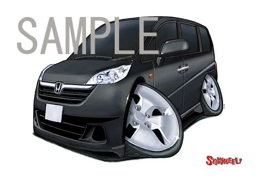 【SQWHEEL】ステップワゴン（３代目RG・黒）のイラスト S0014B - 画像 (3)
