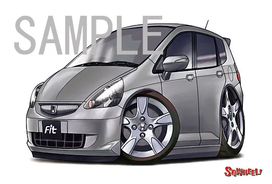 【SQWHEEL】FIT フィット（初代 ガンメタ）のイラスト S0021GY - 画像 (3)