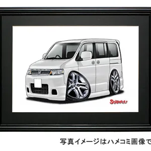 【SQWHEEL】ステップワゴン（2代目後期・白）のイラスト S0031W