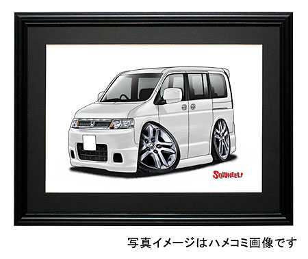 【SQWHEEL】ステップワゴン(2代目後期・白)のイラスト S0031W
