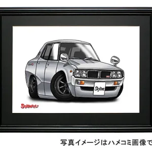 【SQWHEEL】ケンメリ・スカイライン（4Dr・銀）イラスト S0078S