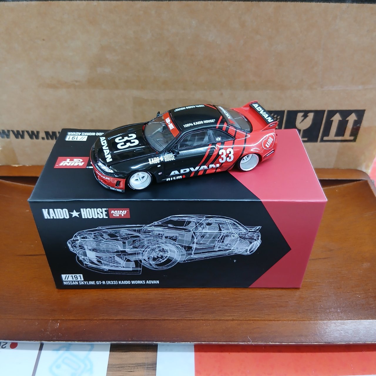 1/64 ニッサン スカイライン GT-R R33 Kaido Works ADVAN (右ハンドル