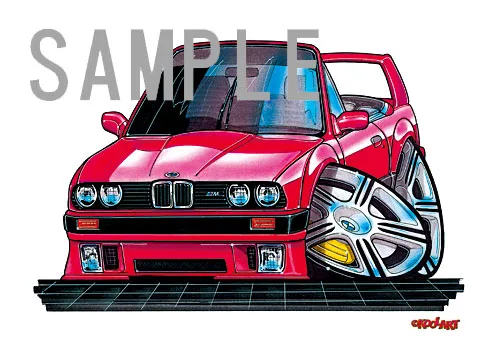 【KOOLART】BMW E30（赤・コンバーチブル）のイラスト P0064 - 画像 (2)