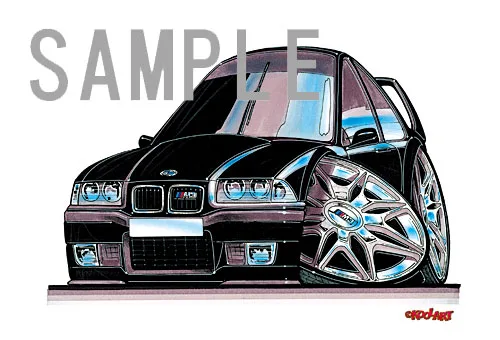 【KOOLART】BMW E36 M3（黒）のイラスト P0070 - 画像 (2)