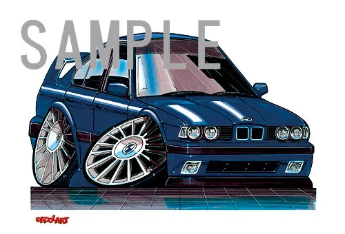 【KOOLART】BMW E34 M5（紺）のイラスト P0099B - 画像 (2)