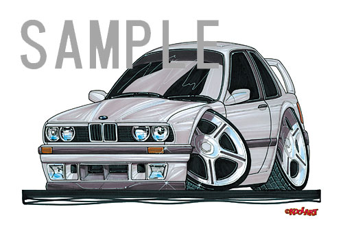【KOOLART】BMW E30(シルバー・前)のイラスト P0195 - 画像 (2)