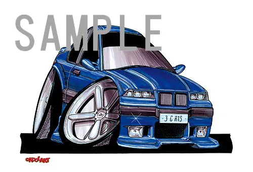 【KOOLART】BMW E36 M3（青）のイラスト P0293 - 画像 (2)