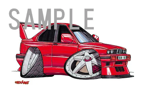 【KOOLART】BMW E30 M3 EVO（赤・横）のイラスト P0383 - 画像 (3)