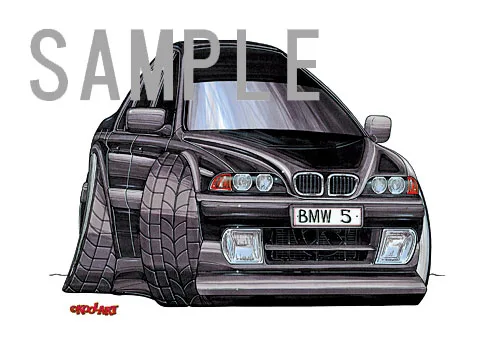 【KOOLART】BMW E39 5シリーズ（黒）のイラスト P0392 - 画像 (3)