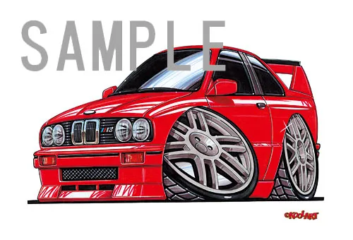 【KOOLART】BMW E30 M3（赤・前）のイラスト P0576 - 画像 (2)