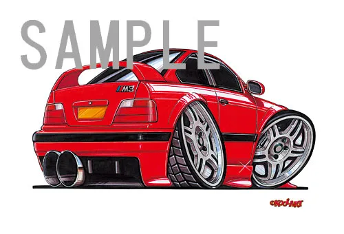 【KOOLART】BMW E36 M3（赤・後ろ）のイラスト P0577 - 画像 (2)