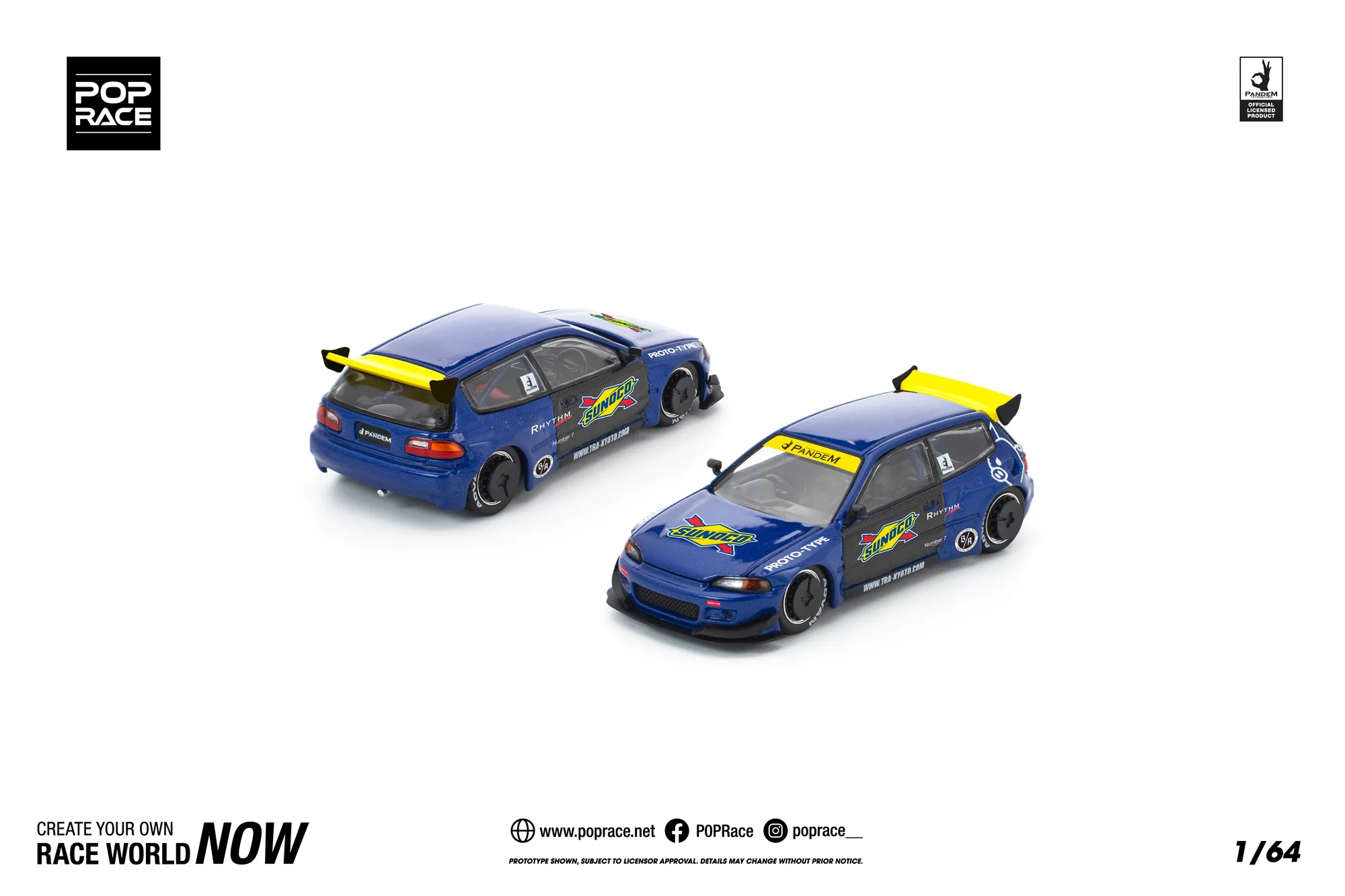 1/64 パンデム シビック EG6 ブルー/ブラック PR64-365 - 画像 (2)