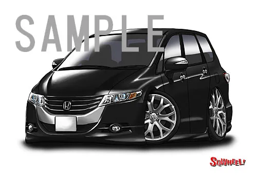 【SQWHEEL】オデッセイ（4代目・黒）のイラスト S0057B - 画像 (2)