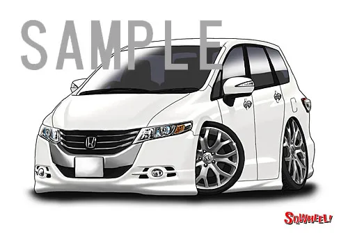 【SQWHEEL】オデッセイ（4代目・白）のイラスト S0057W - 画像 (2)