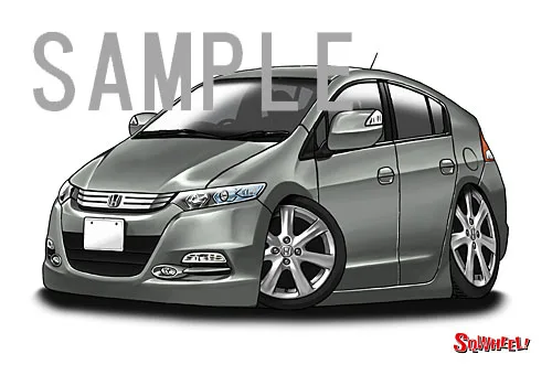 【SQWHEEL】インサイト（2代目・ガンメタ）のイラスト S0060GY - 画像 (2)
