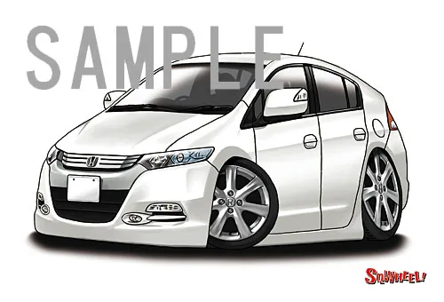 【SQWHEEL】インサイト（2代目・白）のイラスト S0060W - 画像 (2)