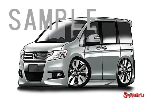【SQWHEEL】ステップワゴン（4代目RK・銀）のイラスト S0070S - 画像 (2)