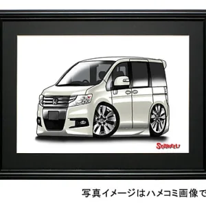 【SQWHEEL】ステップワゴン（4代目RK・白）のイラスト S0070W