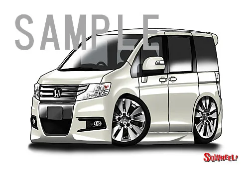 【SQWHEEL】ステップワゴン（4代目RK・白）のイラスト S0070W - 画像 (2)