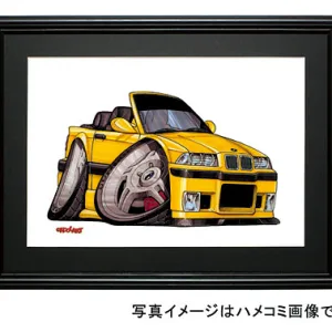 【KOOLART】BMW E36 M3カブリオレ（黄・前）のイラスト P0007