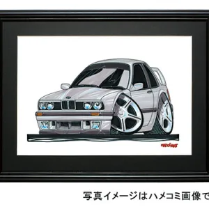 【KOOLART】BMW E30（シルバー・前）のイラスト P0195