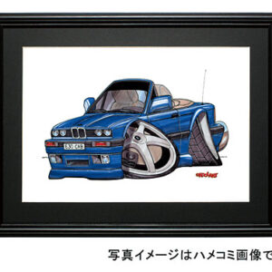 【KOOLART】BMW E30(青・コンバーチブル)のイラスト P0381